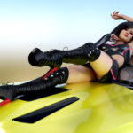 Kazumi on car with panties